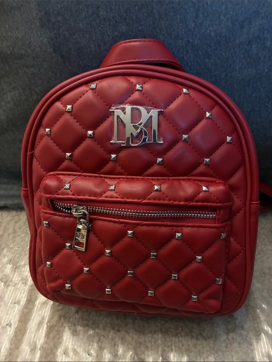 Badgley Mischka Handbags - Badgley Mischka Quilted Red Mini Backpack with Silver Studs